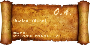 Oszter Ahmed névjegykártya